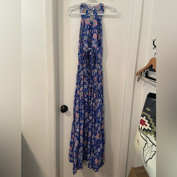 Anthropologie Abel the Label size L blue floral rumi dress GUC maxi length - Picture 6 of 10